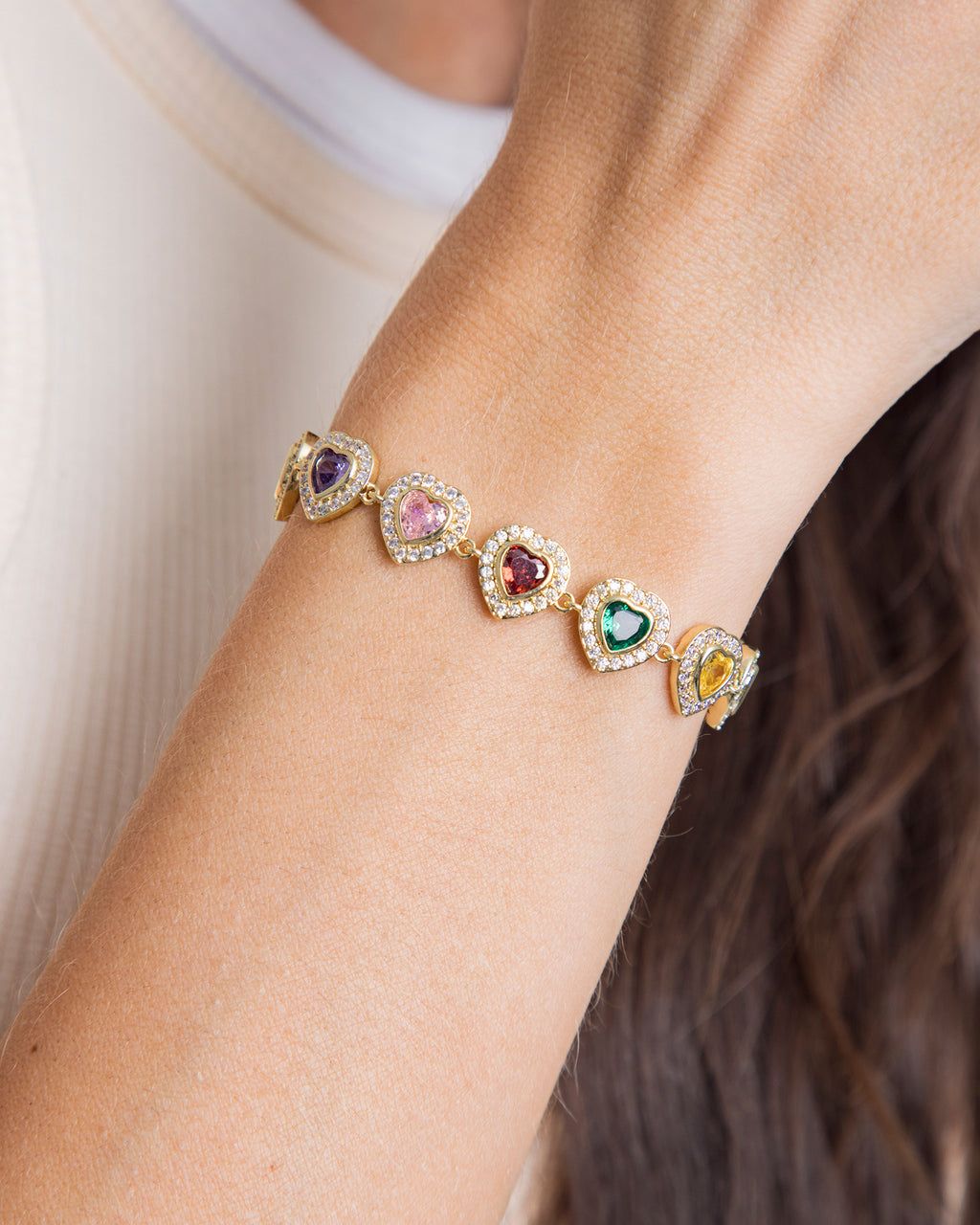 Rainbow Heart Bracelet