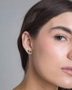 Silver Emerald Beetle Studs