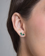 Silver Emerald Beetle Studs