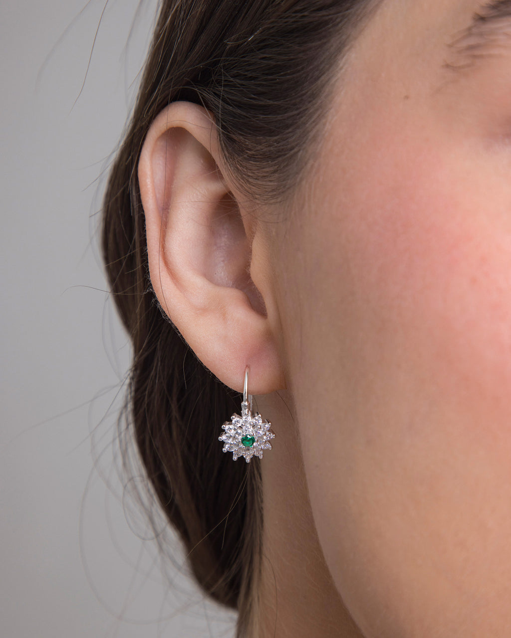 Emerald Gem Hoops 925