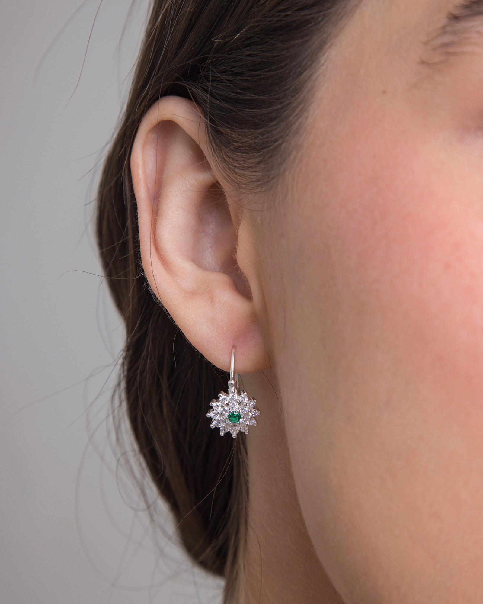 Emerald Gem Hoops 925