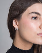 Hearted Silver Baguette Studs