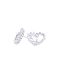 Hearted Silver Baguette Studs