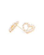 Hearted Golden Baguette Studs