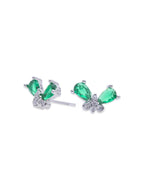 Silver Emerald Beetle Studs